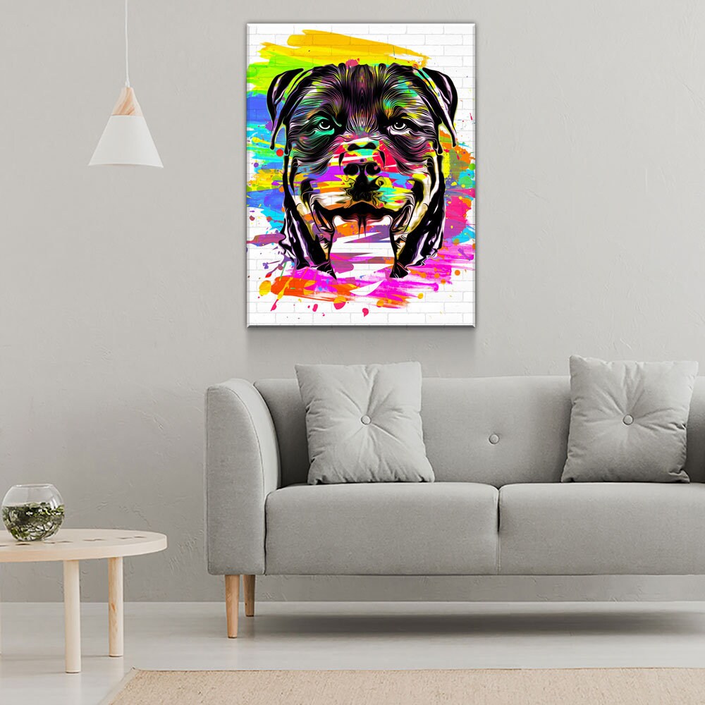 Rottweiler Wall Art, Abstract Rottweiler Canvas Wall Decor, Rottweiler Print