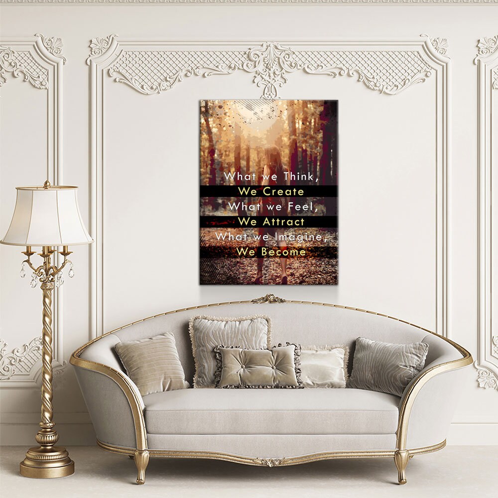 What We Think We Create Canvas Wall Art, What We Feel We Attract, What We Imagine We Become, Spiritual Quote, Motivational Quote