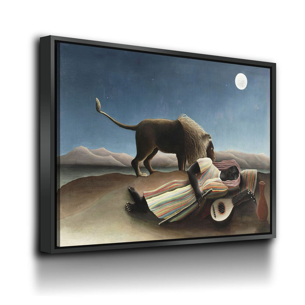 The Sleeping Gypsy Canvas Wall Art, Henri Rousseau Art, 1897 Famous Painting, La Bohémienne endormie, French Naïve artist