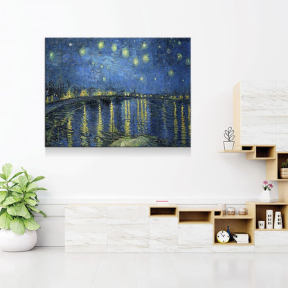 Starry Night Over the Rhone Wall Art, Starry Night, Van Gogh Art, Van Gogh Decor, Arles 1888 Reproduction Canvas Print Gallery Wrap