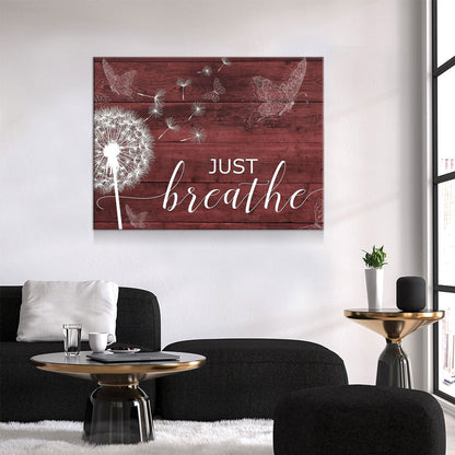 Just Breathe Canvas Wall Art, Inspirational Wall Art, Romantic Wall Art, Anniversary Gift, Couples Gift, Wedding Gift, Bedroom Decor Maroon