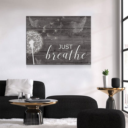 Just Breathe Canvas Wall Art, Inspirational Wall Art, Romantic Wall Art, Anniversary Gift, Couples Gift, Wedding Gift, Bedroom Decor Grey