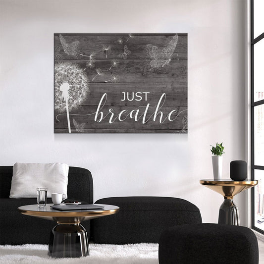 Just Breathe Canvas Wall Art, Inspirational Wall Art, Romantic Wall Art, Anniversary Gift, Couples Gift, Wedding Gift, Bedroom Decor Grey
