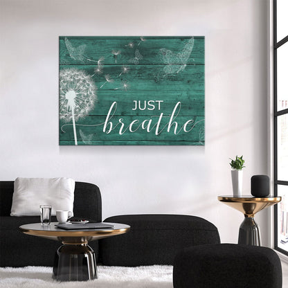 Just Breathe Canvas Wall Art, Inspirational Wall Art, Romantic Wall Art, Anniversary Gift, Couples Gift, Wedding Gift, Bedroom Decor Teal