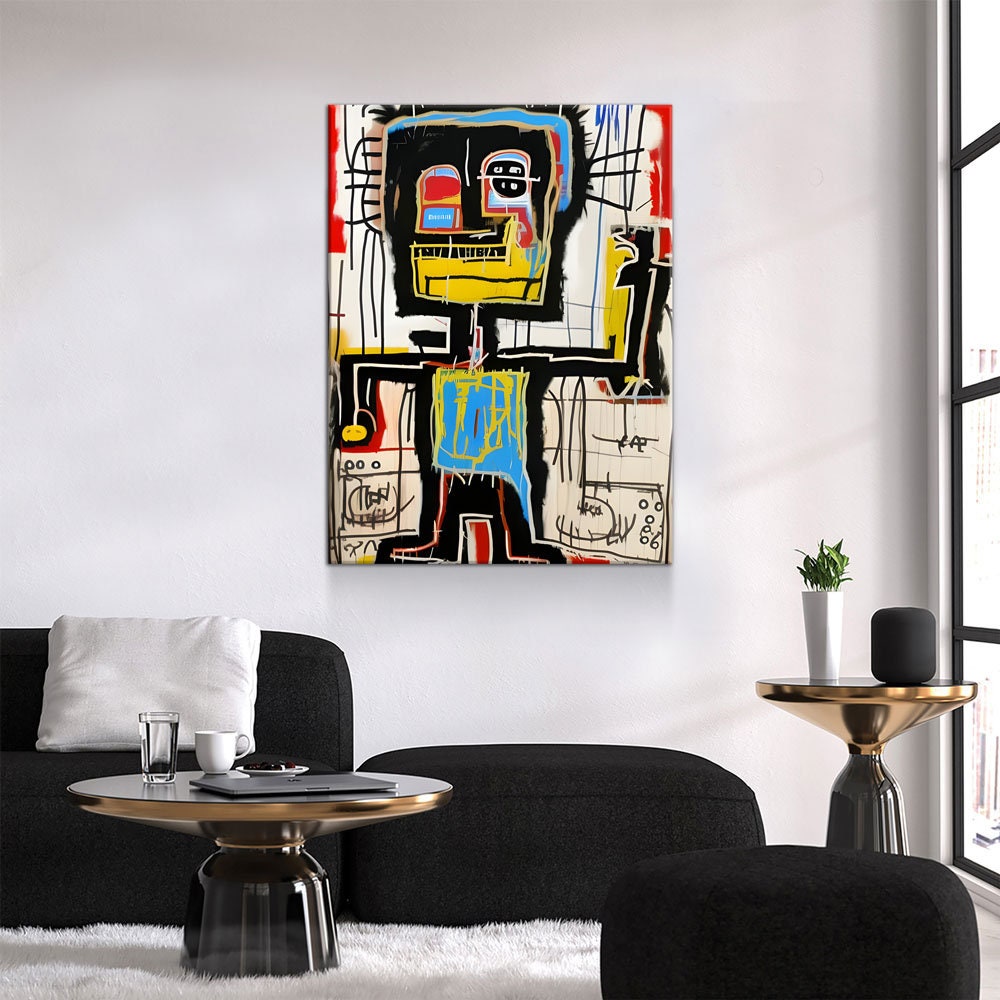 Dance Party Canvas Wall Art, Contemporary Art, Neo-expressionism, Primitivism, Abstract Expressionist, Abstract Decor, Basquiat Inspired Art Gallery Wrap