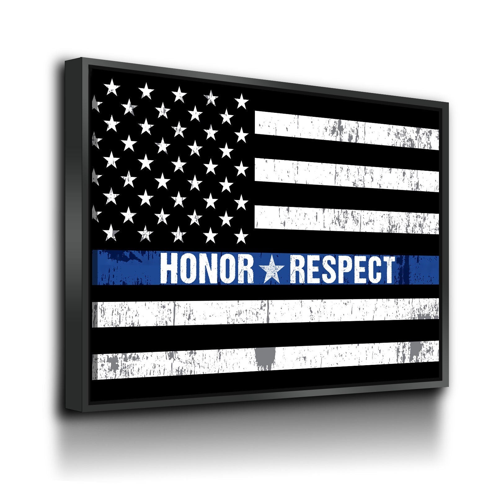 Honor Respect Thin Blue Line Canvas Wall Art, Thin Blue Line Decor, Police Officer Wall Art, LEO, Law Enforcement Officers