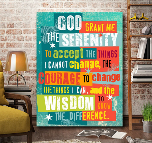 Serenity Prayer Wall Art, Serenity Prayer Canvas, Inspirational Quote, God Grant Me The Serenity to Accept, AA Sign Gallery Wrap