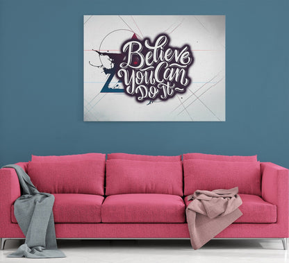 Believe You Can Do It Canvas Wall Art, Motivational Wall Decor, Motivational Office Art, Success Quotes, Motivational Quotes