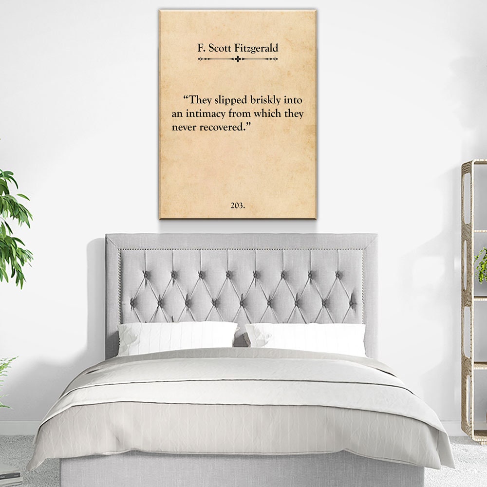 They Slipped Briskly Canvas Wall Art, F Scott Fitzgerald This Side of Paradise, Love, Romantic, Anniversary, Into An Intimacy, Love Quote