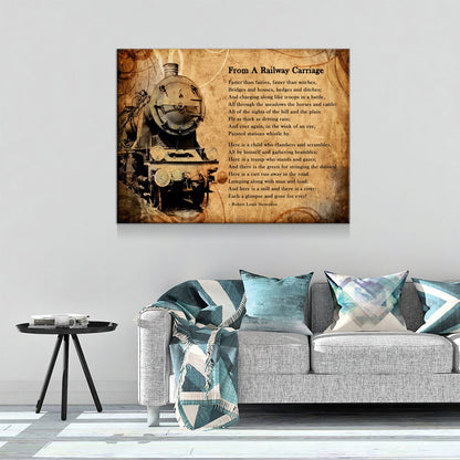 From A Railway Carriage Canvas Wall Art, Train Poem, Robert Louis Stevenson Poem, Train Travel Decor, Child's Garden of Verses