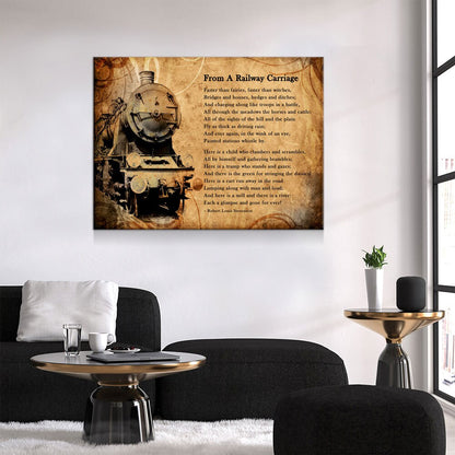 From A Railway Carriage Canvas Wall Art, Train Poem, Robert Louis Stevenson Poem, Train Travel Decor, Child's Garden of Verses Gallery Wrap