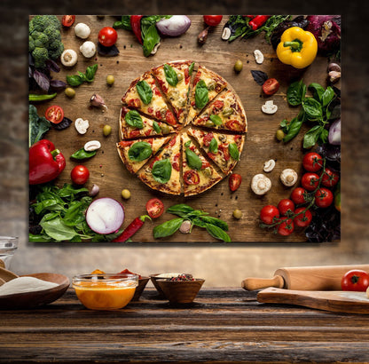 Pizza Italian Canvas Wall Art, Pizza Place Decor, Restaurant Decor, Dining Room Art, Fresh Italian Pizza Art, Pizzeria Art Gallery Wrap