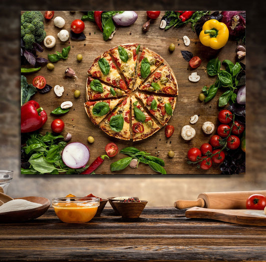 Pizza Italian Canvas Wall Art, Pizza Place Decor, Restaurant Decor, Dining Room Art, Fresh Italian Pizza Art, Pizzeria Art Gallery Wrap