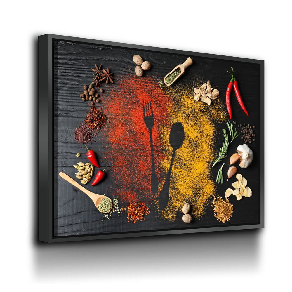 Kitchen Herbs & Spices Canvas Wall Art, Kitchen Decor, Restaurant Decor, Housewarming gift, Dining Room Art, Kitchen Art, Spices, Spoons
