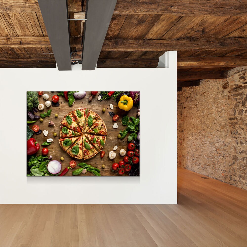 Pizza Italian Canvas Wall Art, Pizza Place Decor, Restaurant Decor, Dining Room Art, Fresh Italian Pizza Art, Pizzeria Art