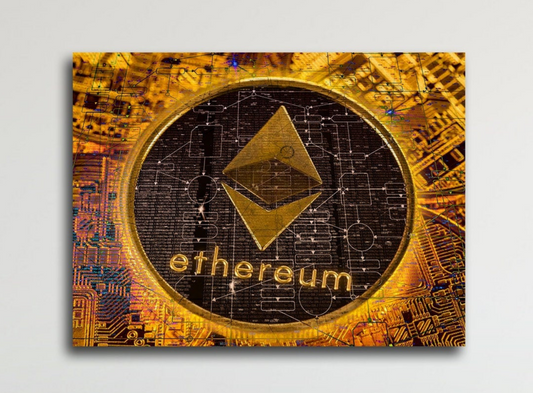 Ethereum Canvas Wall Art, Office Decor, Bitcoin, Crypto Currency, Block Chain, Ethereum, Cryptocurrency Blockchain Mining 48 X 32