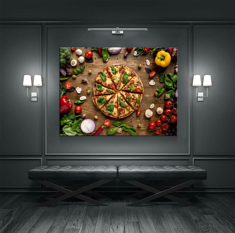 Pizza Italian Canvas Wall Art, Pizza Place Decor, Restaurant Decor, Dining Room Art, Fresh Italian Pizza Art, Pizzeria Art