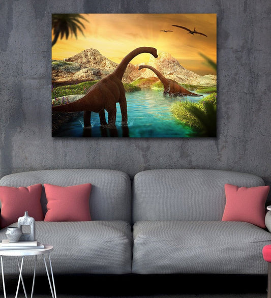 Brontosaurus Canvas Wall Art, Dinosaur Decor, Dinosaurs Decor, Kids Room Decor
