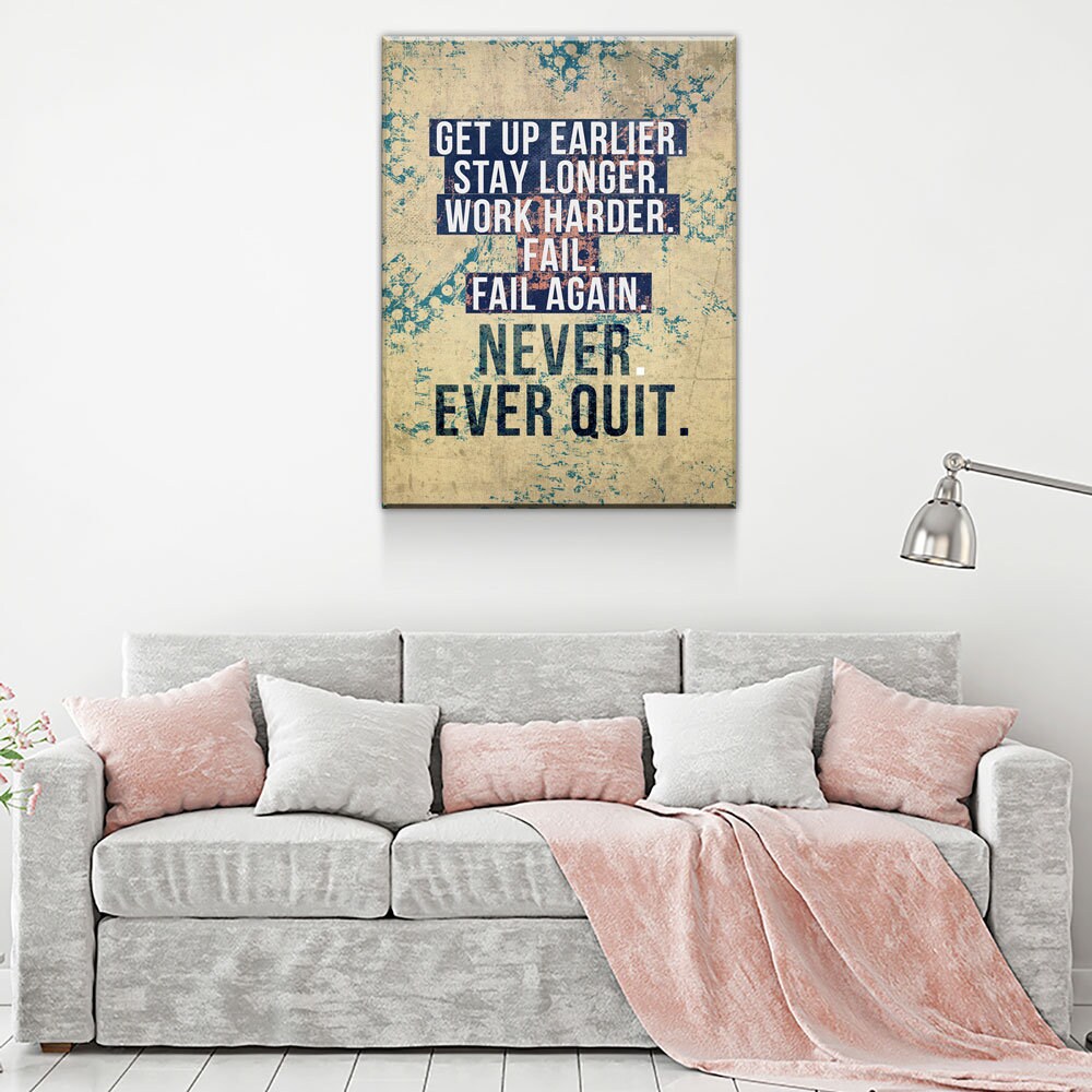 Never Ever Quit Motivational Canvas Wall Art, Motivational Decor