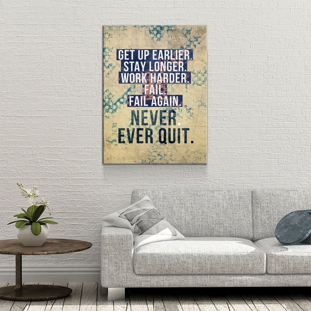 Never Ever Quit Motivational Canvas Wall Art, Motivational Decor