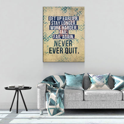 Never Ever Quit Motivational Canvas Wall Art, Motivational Decor