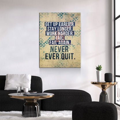 Never Ever Quit Motivational Canvas Wall Art, Motivational Decor Gallery Wrap