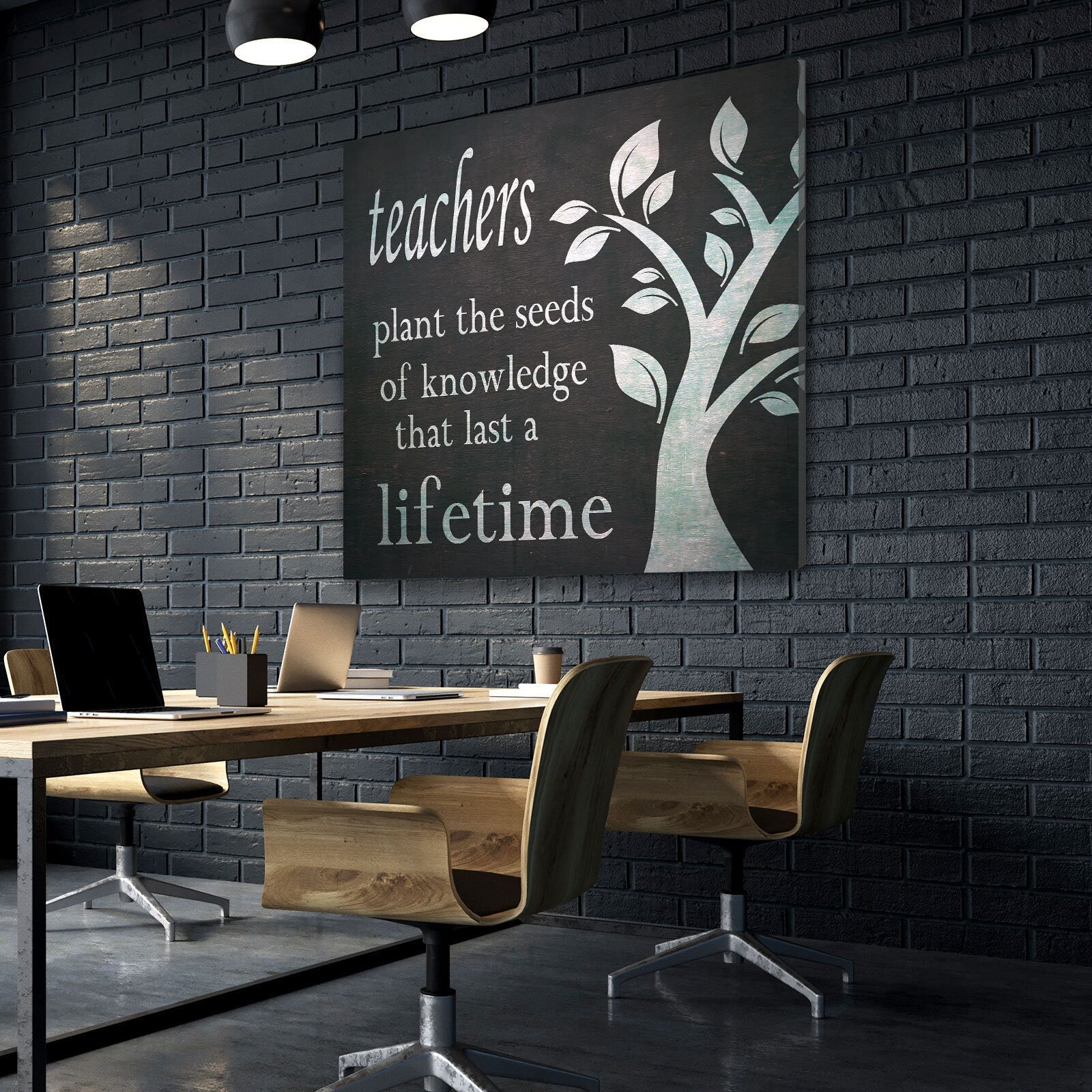 Teachers Decor, Teachers Plant The Seeds Of Knowledge That Last A Lifetime Canvas Wall Art, Teacher Gift, Classroom Decor, Classroom Art