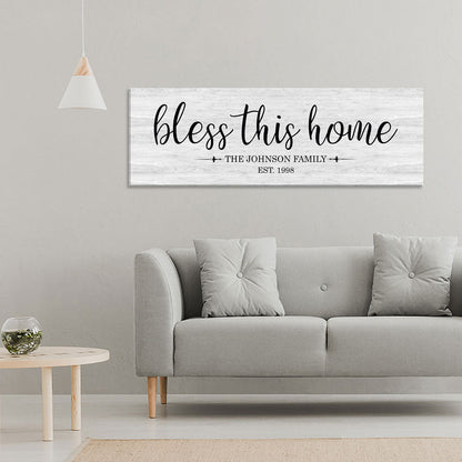 Personalized Bless This Home Farmhouse Style Sign, Personalized Canvas Wall Art, Wedding Gift, Anniversary Gift, Housewarming Gift