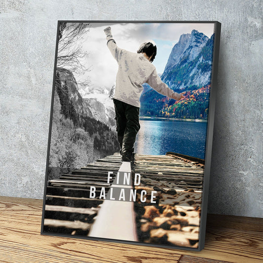 Find Balance Canvas Wall Art, Motivational Decor, Inspirational Decor, Life Balance With Floating Frame