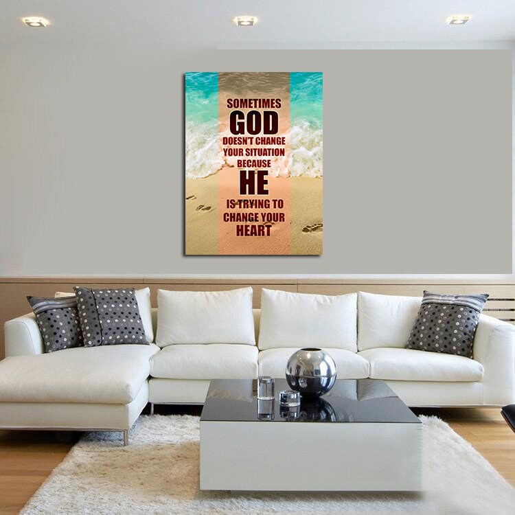 Sometimes God Doesn't Change Your Situation Because He Is Trying to Change Your Heart Canvas Wall Art, Religious Quote, Religious Decor