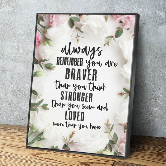 Always Remember You Are Loved Canvas Wall Art, Inspirational Decor, Inspirational Quotes With Floating Frame