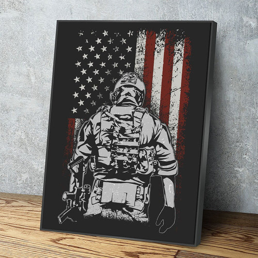 American Soldier Canvas Wall Art, Military Decor, Soldier Decor, Army, Marines, Veterans With Floating Frame