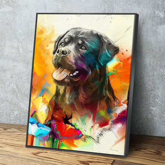 Rottweiler Canvas Wall Art, Abstract Rottweiler Print, Canvas Wall Decor, Home Office Dog Decor, Abstract Rottweiler 2 With Floating Frame