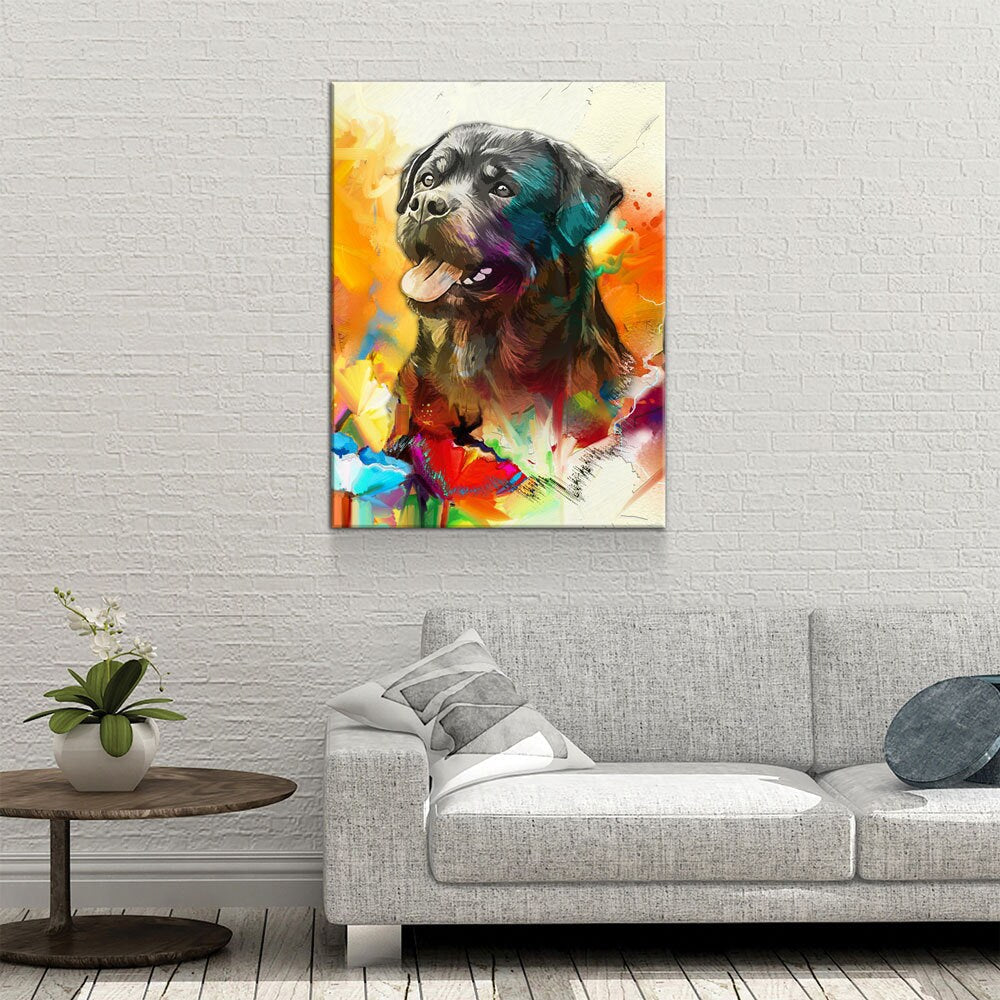Rottweiler Canvas Wall Art, Abstract Rottweiler Print, Canvas Wall Decor, Home Office Dog Decor, Abstract Rottweiler 2