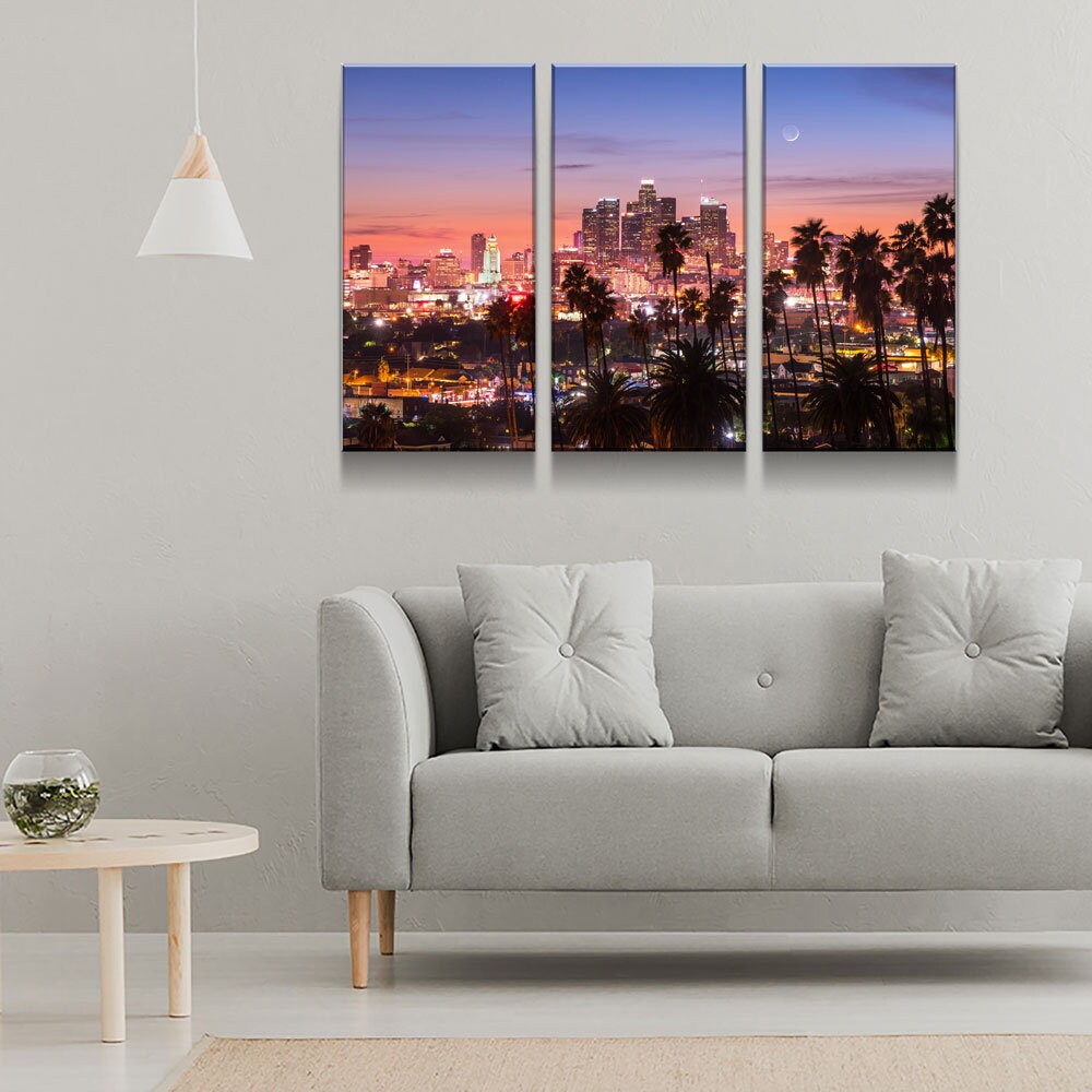 Los Angeles 3 Piece Wall Art, Los Angeles Canvas Print,Los Angeles 3 Piece Wall Art Set