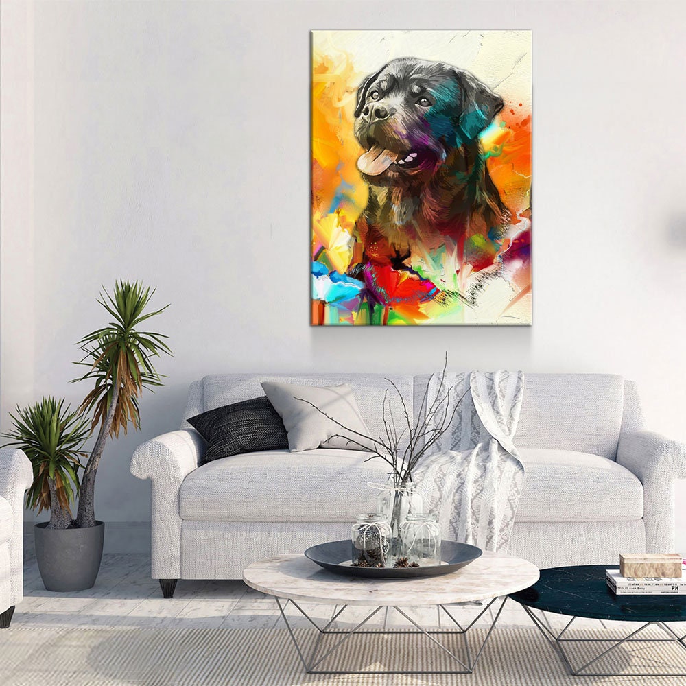 Rottweiler Canvas Wall Art, Abstract Rottweiler Print, Canvas Wall Decor, Home Office Dog Decor, Abstract Rottweiler 2