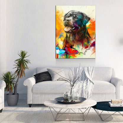 Rottweiler Canvas Wall Art, Abstract Rottweiler Print, Canvas Wall Decor, Home Office Dog Decor, Abstract Rottweiler 2