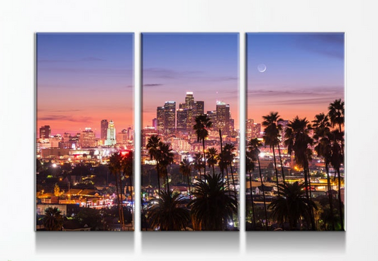 Los Angeles 3 Piece Wall Art, Los Angeles Canvas Print,Los Angeles 3 Piece Wall Art Set 3 Panel 50 X 36