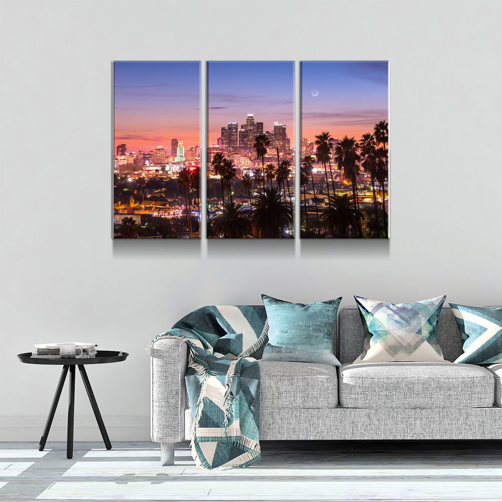 Los Angeles 3 Piece Wall Art, Los Angeles Canvas Print,Los Angeles 3 Piece Wall Art Set