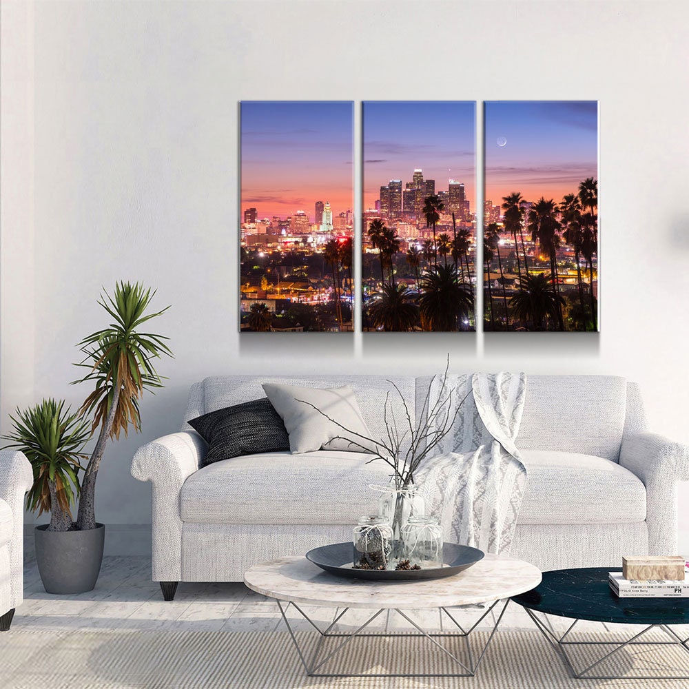 Los Angeles 3 Piece Wall Art, Los Angeles Canvas Print,Los Angeles 3 Piece Wall Art Set