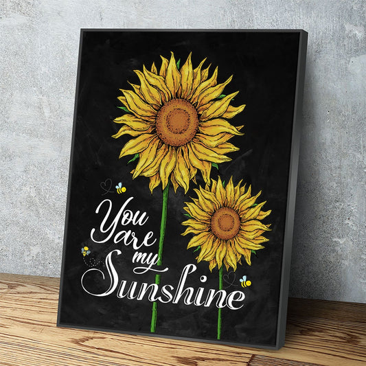 You Are My Sunshine Canvas Wall Art, Sunflower Decor With Floating Frame