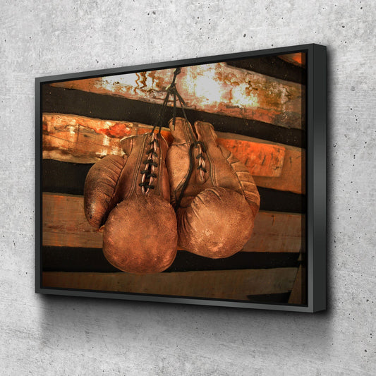 Boxing Gloves Vintage Canvas Wall Art, Boxing Art, Boxing Decor, Gym Decor, Boxer Art, MMA With Floating Frame