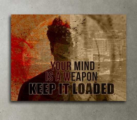 Your Mind Is A Weapon Keep It Loaded Motivational Canvas Wall Art, Motivational Wall Decor 48 X 32
