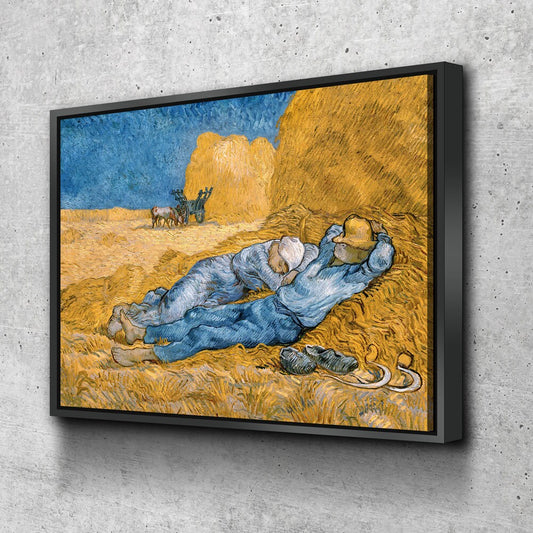 The Siesta Canvas Wall Art, Vintage Art, Vincent van Gogh's The Siesta (1890) Famous Painting Print Reproduction With Floating Frame