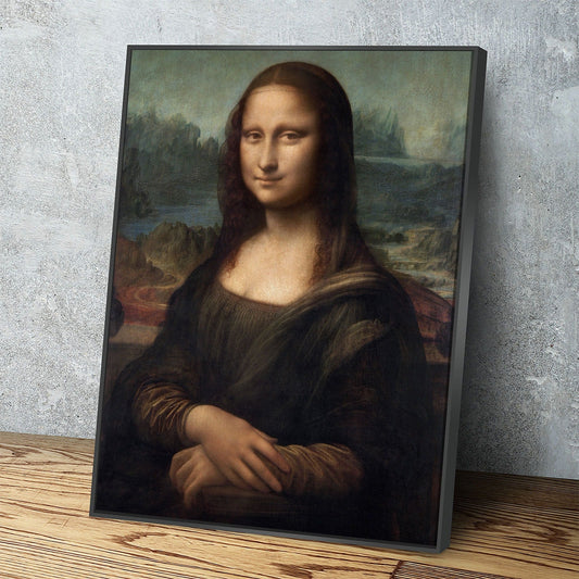 Mona Lisa Canvas Wall Art, Leonardo da Vinci's Portrait of Mona Lisa del Giocondo (1503–1506), Famous Painting Print Reproduction With Floating Frame