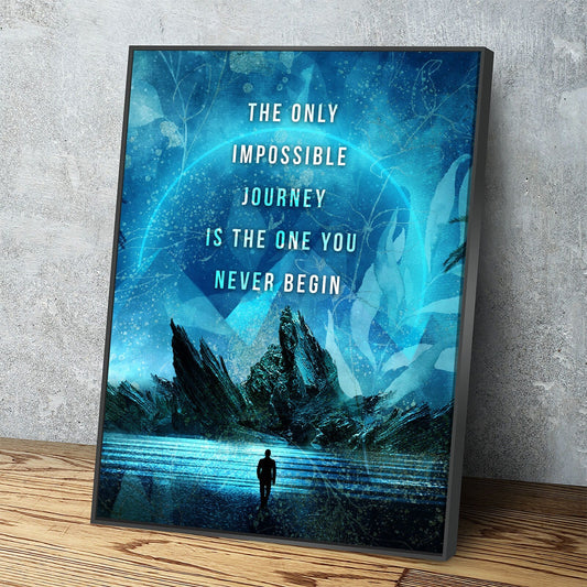 The Only Impossible Journey Canvas Wall Art, Motivational Wall Art, Inspirational Decor, Office Art, Home Office Decor With Floating Frame