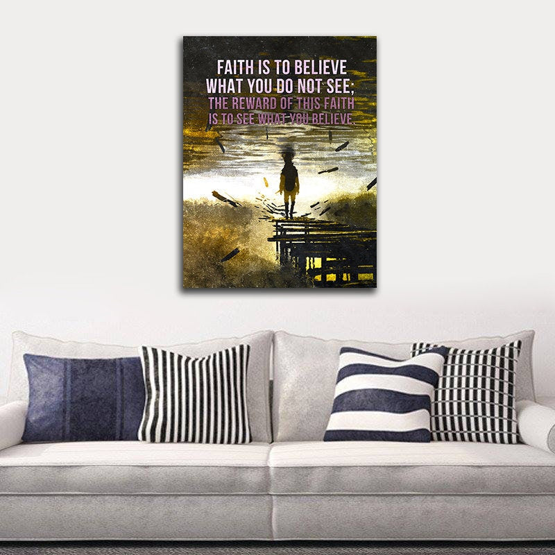 Saint Augustine Quote Faith Is To Believe Canvas Wall Art, Religious Quote, Bible, Church, Scripture Wall Art