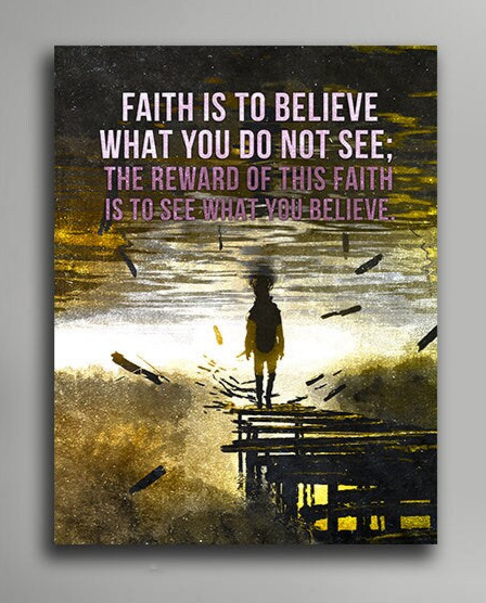 Saint Augustine Quote Faith Is To Believe Canvas Wall Art, Religious Quote, Bible, Church, Scripture Wall Art 32 X 48