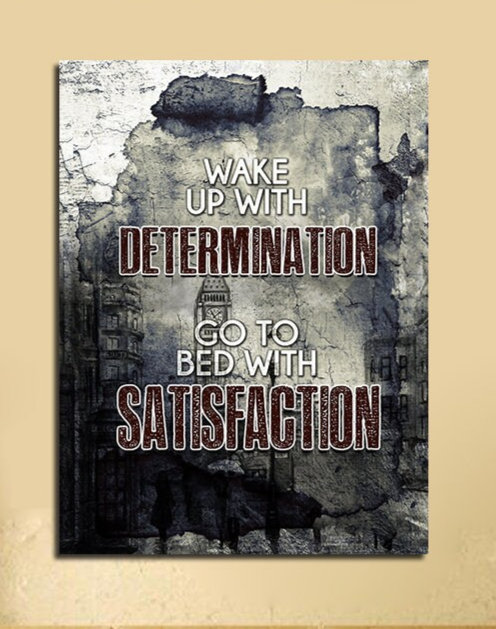 Wake Up With Determination Go To Bed With Satisfaction Motivational Canvas Wall Art, Motivational Decor, Motivational Sign, Office Decor 32 X 48