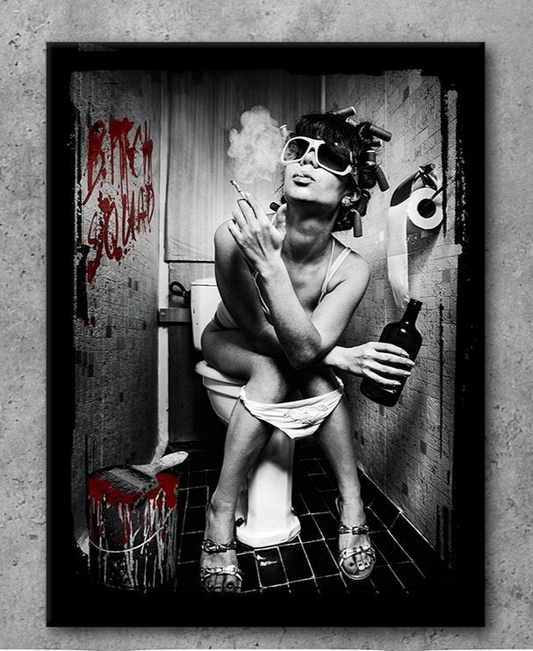 Bitch Squad Smokin Canvas Wall Art, Pop Art, Club Art, Pop Culture Art, Bitch Squad 32W X 48L